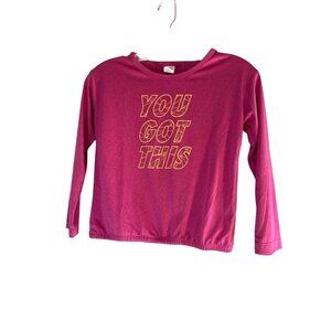 Xersion Girls Graphic Top Long Sleeve Elastic Hem Pink Size S 7-8
